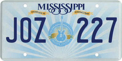 MS license plate JOZ227
