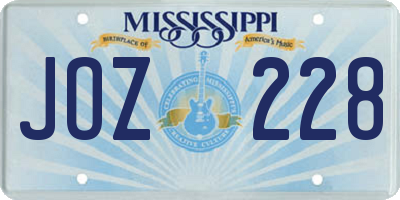 MS license plate JOZ228