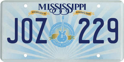 MS license plate JOZ229