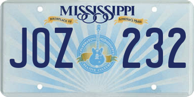 MS license plate JOZ232