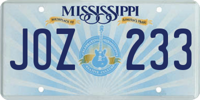 MS license plate JOZ233