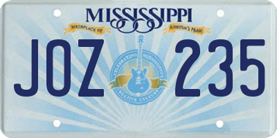 MS license plate JOZ235