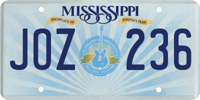 MS license plate JOZ236
