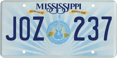 MS license plate JOZ237