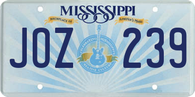 MS license plate JOZ239