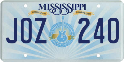 MS license plate JOZ240
