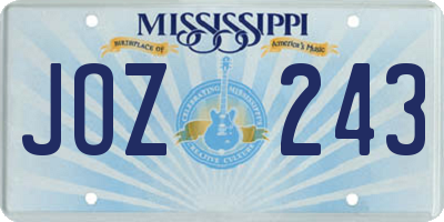 MS license plate JOZ243
