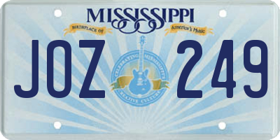 MS license plate JOZ249