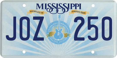 MS license plate JOZ250