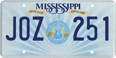 MS license plate JOZ251