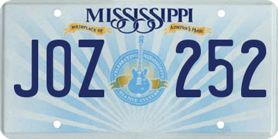 MS license plate JOZ252