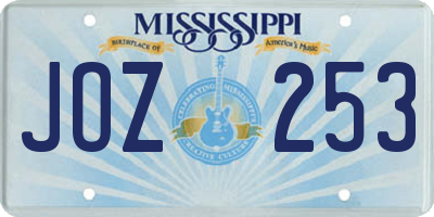 MS license plate JOZ253