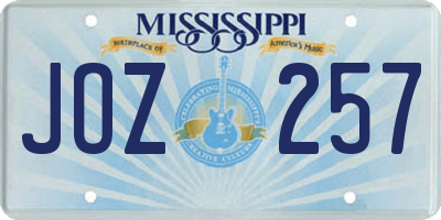 MS license plate JOZ257