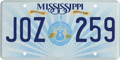 MS license plate JOZ259