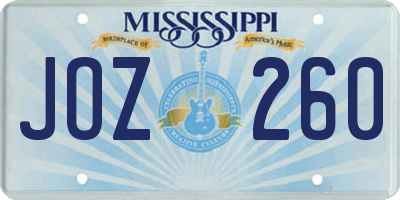 MS license plate JOZ260