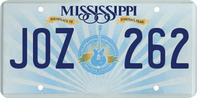 MS license plate JOZ262