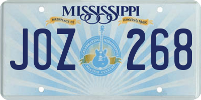 MS license plate JOZ268