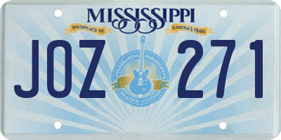 MS license plate JOZ271