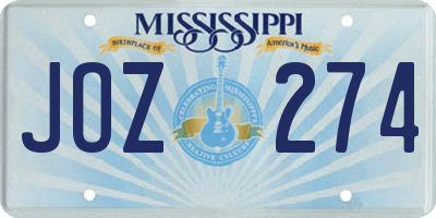 MS license plate JOZ274