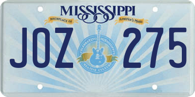 MS license plate JOZ275