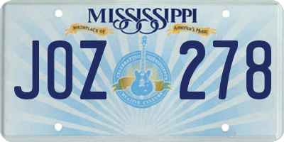 MS license plate JOZ278