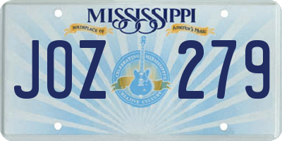 MS license plate JOZ279