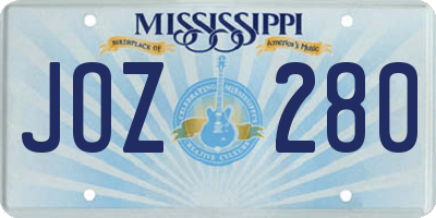 MS license plate JOZ280