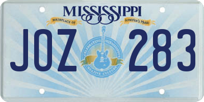 MS license plate JOZ283