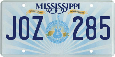MS license plate JOZ285