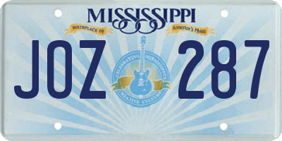 MS license plate JOZ287