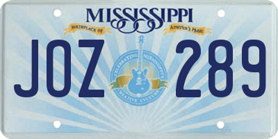 MS license plate JOZ289