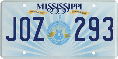 MS license plate JOZ293