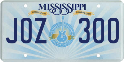 MS license plate JOZ300