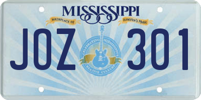 MS license plate JOZ301