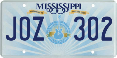 MS license plate JOZ302