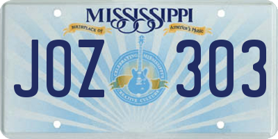 MS license plate JOZ303