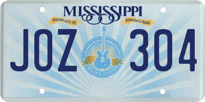 MS license plate JOZ304