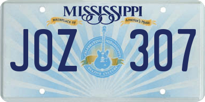 MS license plate JOZ307