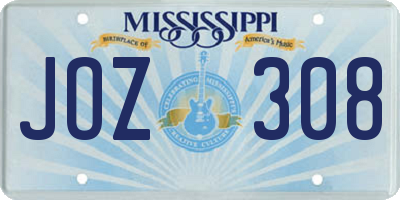 MS license plate JOZ308