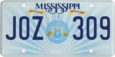 MS license plate JOZ309