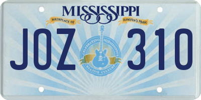 MS license plate JOZ310