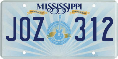MS license plate JOZ312