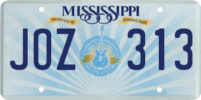 MS license plate JOZ313