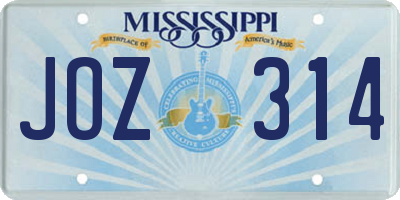 MS license plate JOZ314