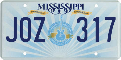 MS license plate JOZ317