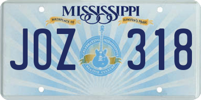 MS license plate JOZ318