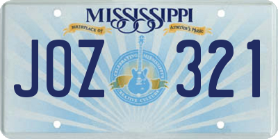 MS license plate JOZ321