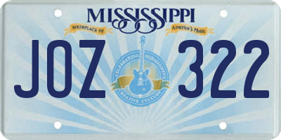 MS license plate JOZ322
