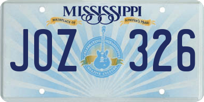 MS license plate JOZ326