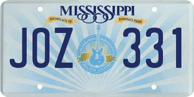 MS license plate JOZ331
